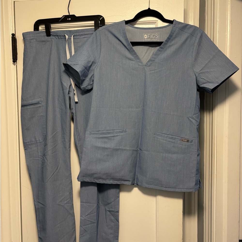FIGS Women's Denim Light Blue Scrub Set
